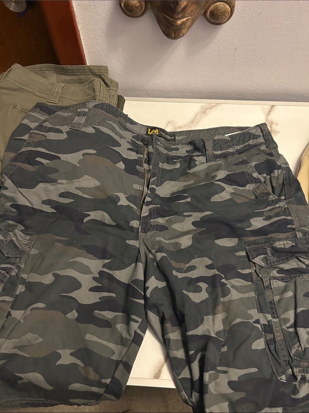Lee Men’s Camouflage Cargo Pants - Olive/Gray/Black